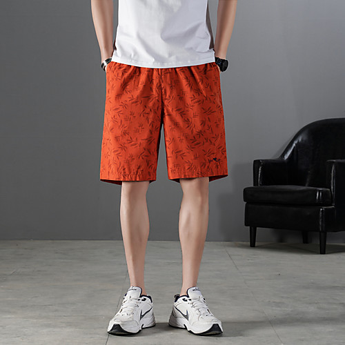 

Men's Shorts Chino Shorts Pants Solid Color Deep Blue Orange