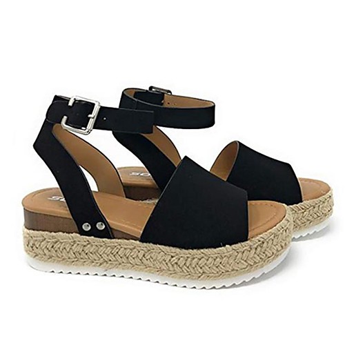 

Women's Sandals Espadrilles Platform Sandals Straw Sandals Flat Heel Suede Solid Colored Light Brown Leopard White