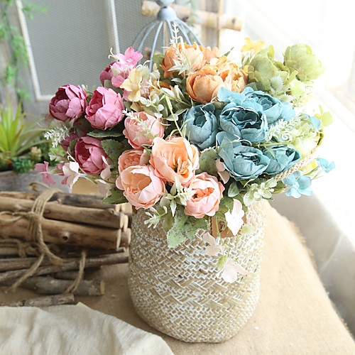 

Artificial Flower Fabric Wedding Bouquet Tabletop Flower Bouquet 1pc H27cm