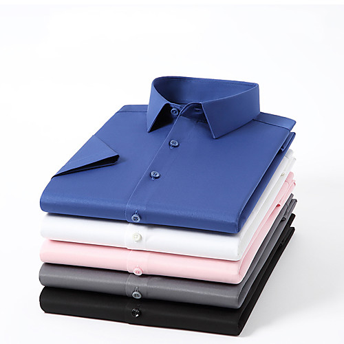 

Men's Shirt Solid Colored Button-Down Short Sleeve Casual Tops Basic Casual Comfortable Blue Blushing Pink Wine