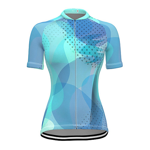 

21Grams Women's Short Sleeve Cycling Jersey Summer Spandex Polyester Blue Polka Dot Bike Jersey Top Mountain Bike MTB Road Bike Cycling Quick Dry Moisture Wicking Breathable Sports Clothing Apparel