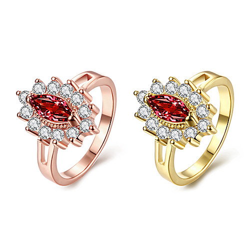

Band Ring Cubic Zirconia Classic Rose Gold Gold Copper Flower Fashion 1pc 7 8 / Women's
