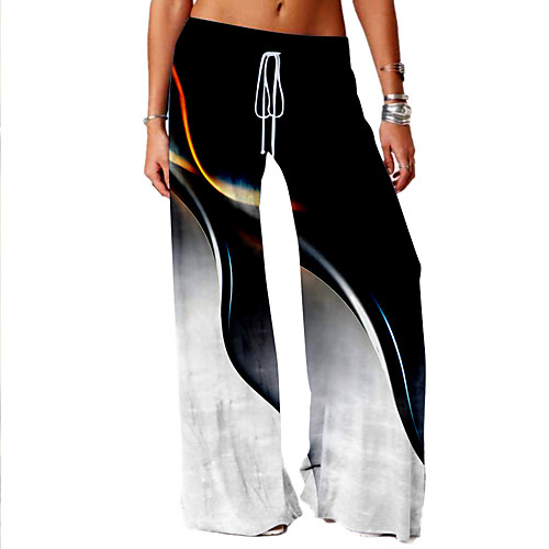 

Women's Basic Soft Comfort Daily Home Chinos Pants Landscape Sunset Full Length Elastic Drawstring Design Print Black Blue Purple Red Yellow