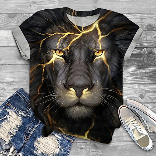 

Women's Plus Size Tops T shirt Graphic Animal Print Short Sleeve Crewneck Basic Black Big Size XL XXL 3XL 4XL 5XL / Holiday