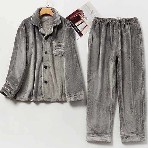 

Women's Robes Suits Pajamas Solid Colored Polyester Casual Shirt Pant Shirt Collar Daily Daily Wear Long Sleeve