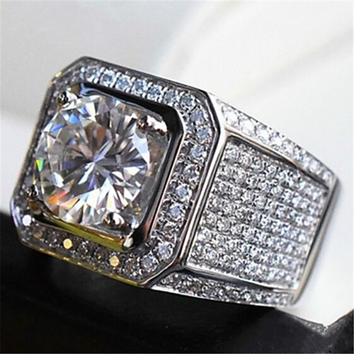 

Band Ring Geometrical Silver Rhinestone Silver-Plated Alloy Precious Fashion 1pc 8 9 10 / Men's