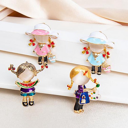 

Women's Brooches Cartoon Characters Cute Brooch Jewelry Blue Blushing Pink Rainbow For Daily Wear