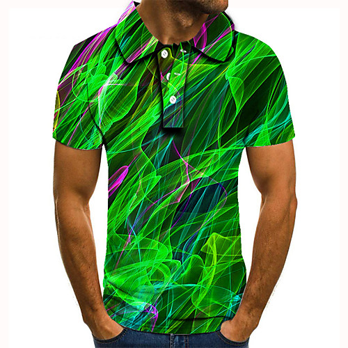 

Men's Golf Shirt Tennis Shirt 3D Print Graphic Prints Streamer Button-Down Short Sleeve Street Tops Casual Fashion Cool Green / Sports