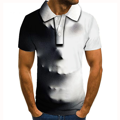 

Men's Golf Shirt 3D Print Graphic Prints Portrait Button-Down Short Sleeve Street Tops Casual Fashion Cool Black / Sports