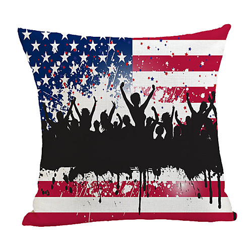 

Double Side Print Independence Day Cushion Cover 1PC Faux Linen Soft Square Throw Pillow Cover Cushion Case Pillowcase for Sofa Bedroom 45 x 45 cm (18 x 18 Inch) Superior Quality Machine Washable