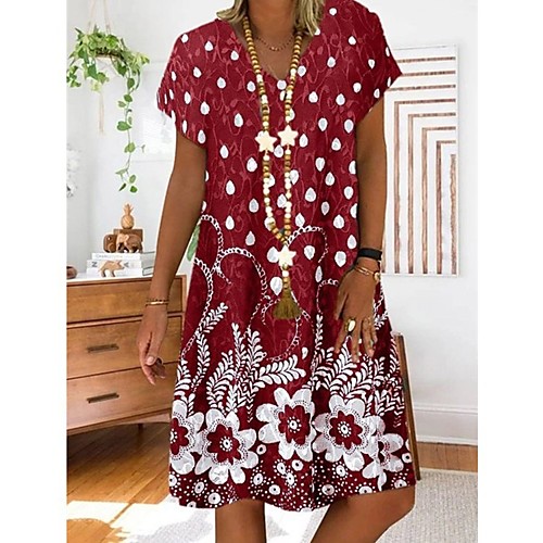 

cross-border exclusively for 2021 amazon aliexpress ebay flower print v-neck short-sleeved dress female stock