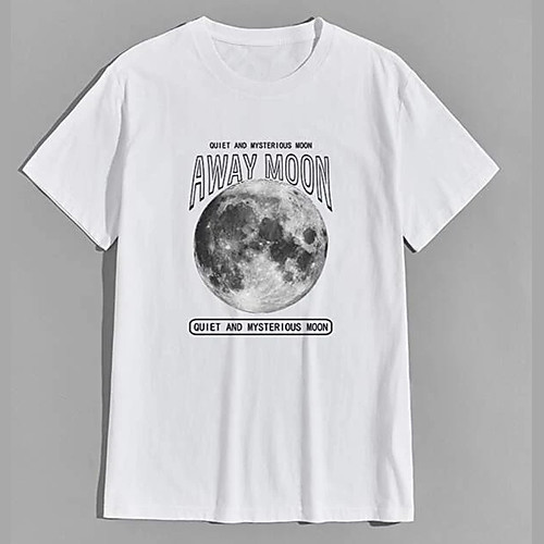 

Men's Unisex Tee T shirt Hot Stamping Graphic Prints Moon Plus Size Print Short Sleeve Casual Tops 100% Cotton Basic Designer Big and Tall White