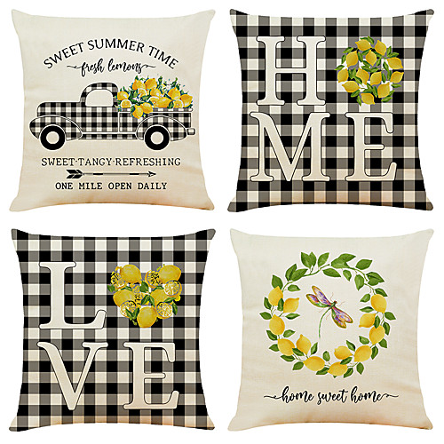 

Cushion Cover 4PCS Faux Linen Soft Decorative Square Throw Pillow Cover Cushion Case Pillowcase for Sofa Bedroom 45 x 45 cm (18 x 18 Inch) Superior Quality Machine Washable