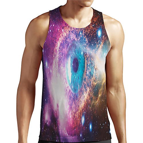 

Men's Unisex Tank Top Undershirt 3D Print Galaxy Graphic Prints Plus Size Print Sleeveless Casual Tops Basic Designer Big and Tall Blushing Pink