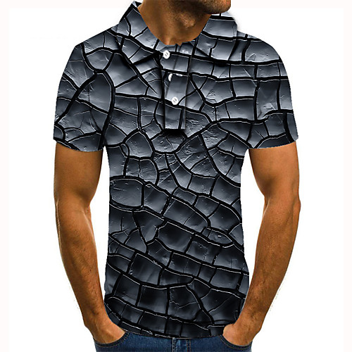 

Men's Golf Shirt Tennis Shirt 3D Print Graphic Prints Crack Button-Down Short Sleeve Street Tops Casual Fashion Cool Dark Gray / Sports