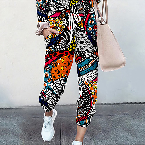 

Women's Basic Soft Comfort Daily Home Jogger Pants Graphic Prints Graffiti Full Length Elastic Drawstring Design Print Rainbow