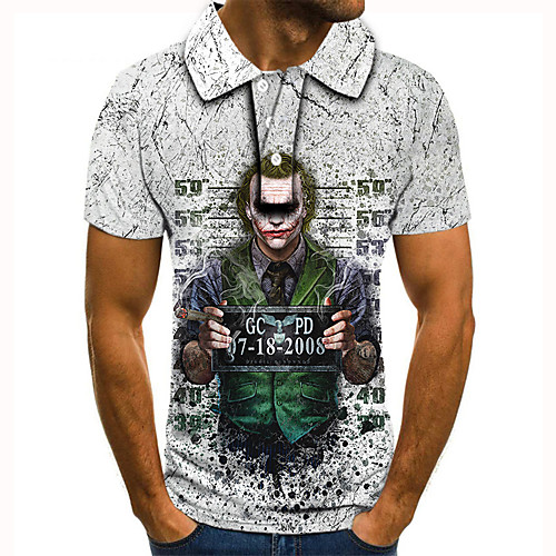 

Men's Golf Shirt 3D Print Graphic Prints Portrait Button-Down Short Sleeve Street Tops Casual Fashion Cool White / Sports