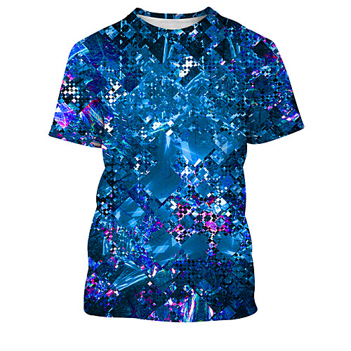

Men's T shirt Shirt 3D Print 3D Rivet Mesh Short Sleeve Casual Tops White Blue Green / Summer