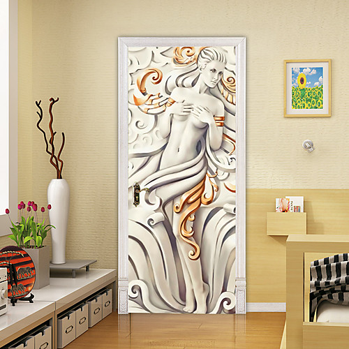 

2pcs Self-adhesive Creative Sculpture Beauty Door Stickers Living Room Diy Decoration Home Waterproof Wall Stickers