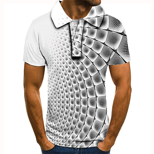 

Men's Golf Shirt Tennis Shirt 3D Print 3D Graphic Prints Button-Down Short Sleeve Street Tops Casual Fashion Cool Gray / Sports