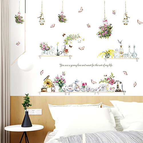 

Wall Sticker Hanging Basket Vase Small Fresh DIY Dining Room Kitchen Porch Wall Beautification Decorative Wall Stickers Decorative Wall Stickers