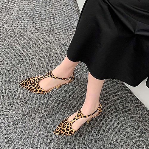

Women's Heels Pumps Faux Leather Leopard White