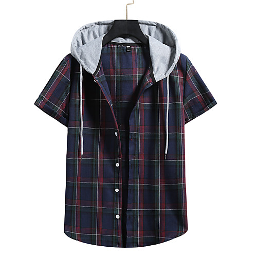 

Men's Shirt Graphic Short Sleeve Casual Tops Red Navy Blue