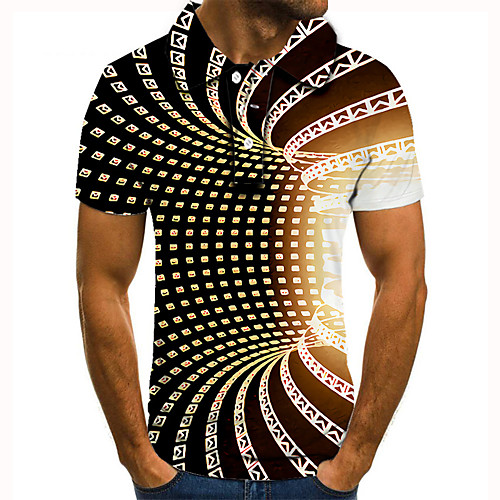

Men's Golf Shirt 3D Print 3D Graphic Prints Button-Down Short Sleeve Street Tops Casual Fashion Cool Black / Sports