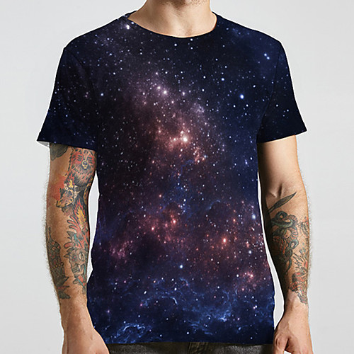 

Men's Unisex Tee T shirt 3D Print Graphic Prints Geometry Plus Size Print Short Sleeve Casual Tops Basic Designer Big and Tall Navy Blue