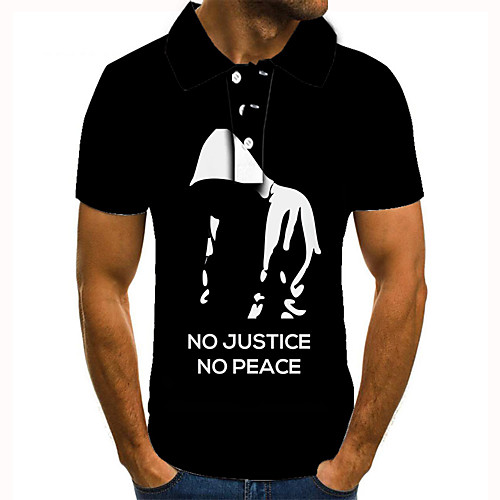 

Men's Golf Shirt 3D Print Graphic Prints Letter Button-Down Short Sleeve Street Tops Casual Fashion Cool Black / Sports