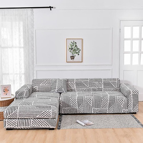 

Sofa Cover Black White Print Dustproof Stretch Slipcovers Stretch Super Soft Fabric Couch Cover(You will Get 1 Throw Pillow Case as free Gift)