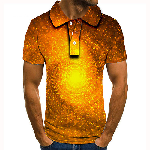 

Men's Golf Shirt Tennis Shirt 3D Print 3D Graphic Prints Button-Down Short Sleeve Street Tops Casual Fashion Cool Yellow / Sports