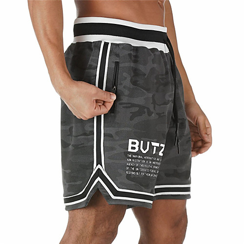 

Men's Casual / Sporty Athleisure Quick Dry Breathable Sports Daily Beach Chinos Shorts Pants Camouflage Letter Short Drawstring Elastic Waist Black Camouflage Gray