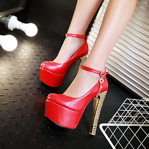 

Women's Heels Stiletto Heel Round Toe PU Synthetics Red Blue Pink