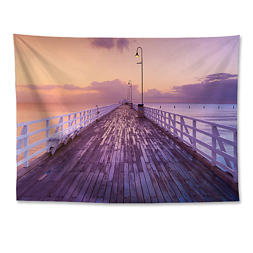 

Wall Tapestry Art Decor Blanket Curtain Hanging Home Bedroom Living Room Color pink Polyester Sunrise View of the Pier in Brisbane Queensland Australia