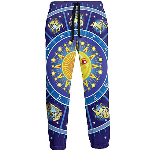 

Men's Casual Athleisure Daily Sports Jogger Pants Sweatpants Pants Astrolabe Full Length 3D Print Drawstring Pocket Blue