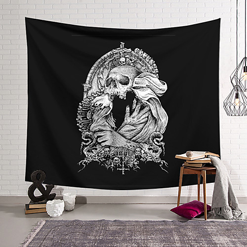 

Wall Tapestry Art Decor Blanket Curtain Hanging Home Bedroom Living Room Black White Human Psychedelic Painting Style