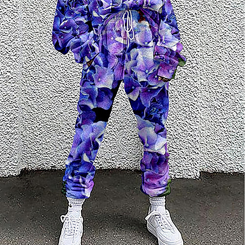 

Women's Fashion Casual / Sporty Comfort Going out Weekend Sweatpants Pants Flower / Floral Full Length Pocket Print Purple