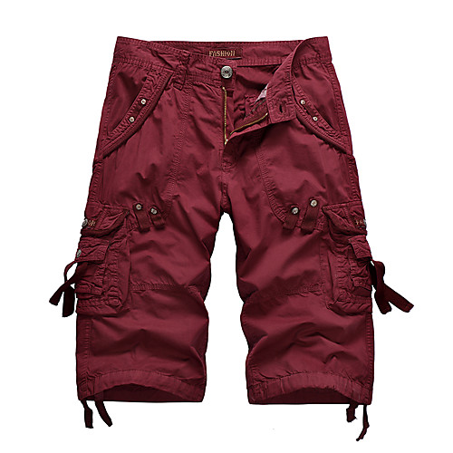 

Men's Shorts Cargo Breathable Daily Going out Shorts Tactical Cargo Pants Solid Colored Short Zipper Pocket Wine Army Green Black Khaki Dark Blue