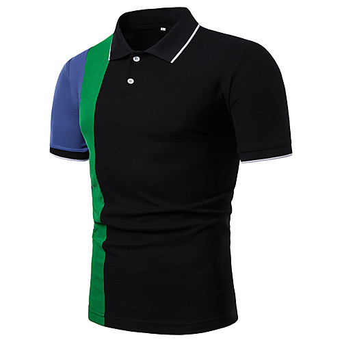 

Men's Golf Shirt Tennis Shirt non-printing Color Block Short Sleeve Casual Tops Cotton Casual Black / Summer