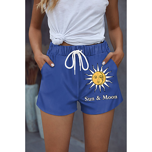 

Women's Stylish Basic Comfort Beach Weekend Active Pants Graphic Prints Graffiti Short Sporty Elastic Drawstring Design Print Blue Blushing Pink Green