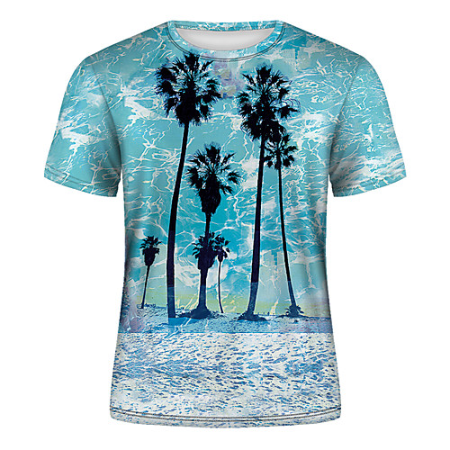 

Men's T shirt 3D Print 3D Rivet Mesh Short Sleeve Casual Tops Black Blue Purple