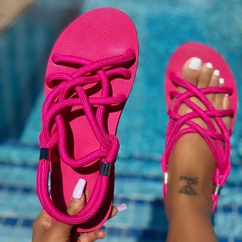 

Women's Sandals Comfort Shoes Gladiator Sandals Roman Sandals Flat Heel Round Toe PU Solid Colored Black Yellow Red