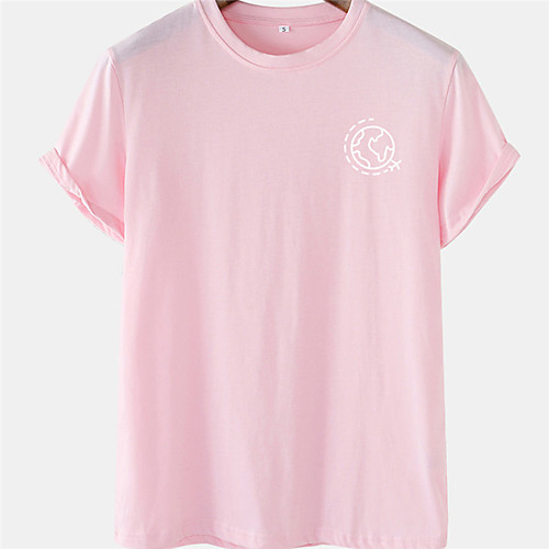 

Men's Unisex Tee T shirt Hot Stamping Map Plus Size Short Sleeve Casual Tops 100% Cotton Basic Designer Big and Tall Black Yellow Blushing Pink