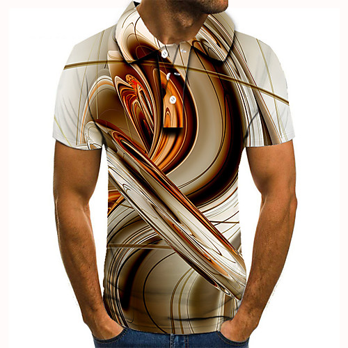 

Men's Golf Shirt Tennis Shirt 3D Print Abstract Graphic Prints Button-Down Short Sleeve Street Tops Casual Fashion Cool Brown / Sports