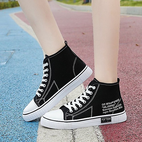 

Women's Sneakers Canvas Shoes Flat Heel Round Toe Rubber Solid Colored White Black Army Green