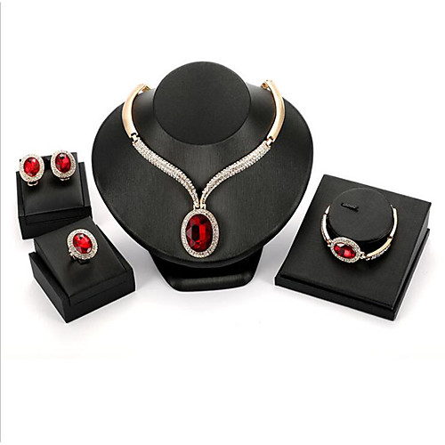 

Women's Synthetic Ruby Bridal Jewelry Sets Briolette Flower Stylish Gold Plated Earrings Jewelry Gold For Wedding Anniversary Party Evening Festival 1 set