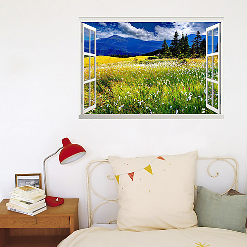 

3D Fake Window New Wall Paste Blue Sky White Cloud Sea Home Corridor Background Decoration Can Be Removed Stickers