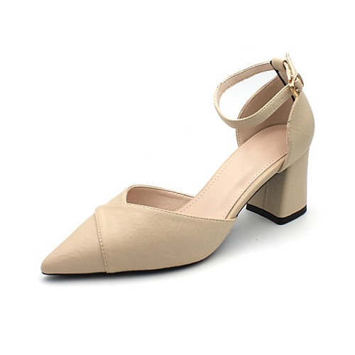 

Women's Heels Pumps PU Solid Colored Almond Black Navy Blue