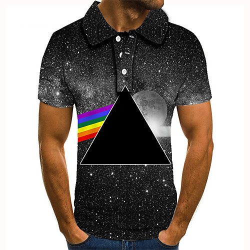 

Men's Golf Shirt Tennis Shirt 3D Print Graphic Prints Interstellar Button-Down Short Sleeve Street Tops Casual Fashion Cool Black / Sports